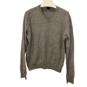 saks fifth avenue Black Label gray wool v-neck classic sweater L Wardrob…